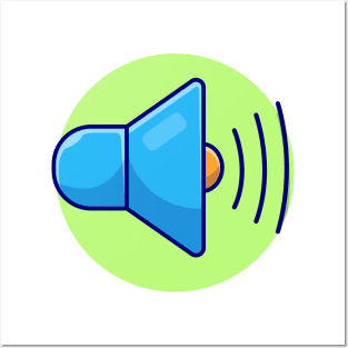 Sound On Icon with Volume Sound Cartoon Vector Icon illustration Posters and Art